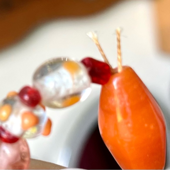 2 orange glass foiled necklaces -1w/lamp work -jewelry - Picture 15 of 16